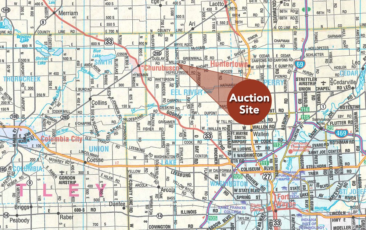 Area map - FARM EQUIPMENT AUCTION IN ALLEN COUNTY, INDIANA